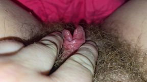 Toying My Fat Hairy Clit For Your Pleasure.