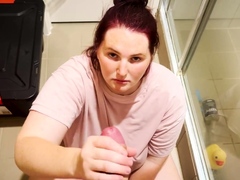 Cumshot wanting amateur MILF wanks cock in POV video