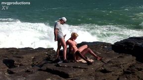 Hot blonde with thick natural breasts gets a BBC DP in a dirty threesome