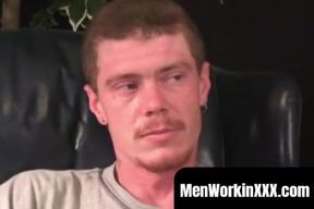 Rough stud masturbates solo and covers himself in hot cum