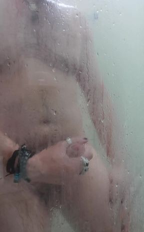 Steamy shower cumshot