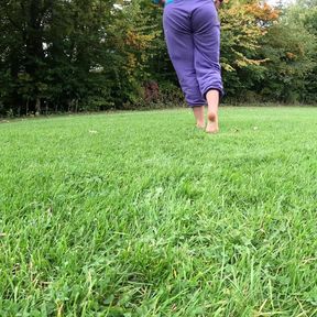 Girl in white socks outdoor feet worship