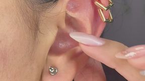 Pierced ear close-up – total visual tease