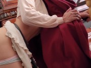 Red riding hood boi taking a new bad dragon toy!