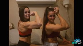 Kim and Dolly flexing beautiful muscles