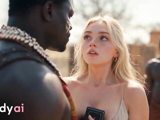 Virginal Tourist DESTROYED in an Interracial ANAL GROUP SEX of Giant BBCs in Africa - Candy AI