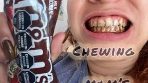 chewing M&M's