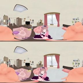 [VR 360 4K] Lulu Suzuhara Nijisanji Vtuber Handjob and doggy style