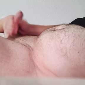 Bored fat boy jacking off