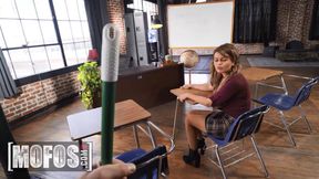 MOFOS - Destiny Cruz Sucks The School Janitor's Cock Before Taking His Load Deep In Her Shaved Pussy