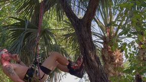Tree climbing naked