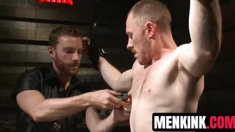 Damien Moreau flogged red and fucked hard in bondage