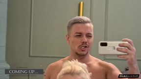 Gymnast blonde in splits gets fucked hard and covered in cum