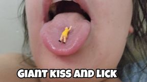 Giantess Wet Kisses & Tongue Licks – Covering Tiny Man in Big Loving Kisses (Mouth Fetish)