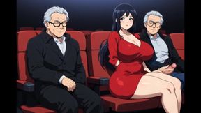 The three of them at a public movie theater.