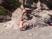 underwear photoshoot on a nudist beach