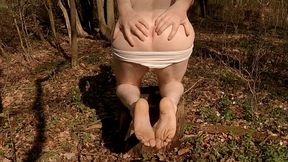 Walking in the forest in just my panties.