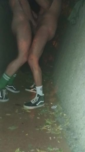 Fucking my pig boyfriend in the park.