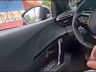 A risky masturbation session in the street for a student who was at the bus stop.