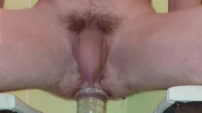 i jump on the bottle, my big dick spins like helicopter blades, after which a male squirt pours out