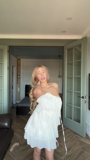 Ukrainian blonde shows off her big natural tits