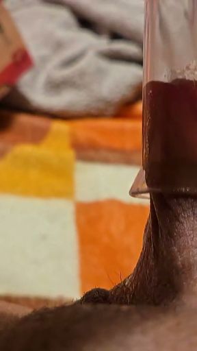 FTM moaning while I try to fuck the pump with my clit   Clip 1