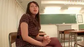 Geeky Japanese Teacher Craves Wild Panty-Soaking Pleasure