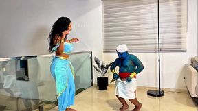 Princesa Jasmilla e o Genio An&atilde_o da rola azul em uma foda encantada diretamente do Mundo de Alladin