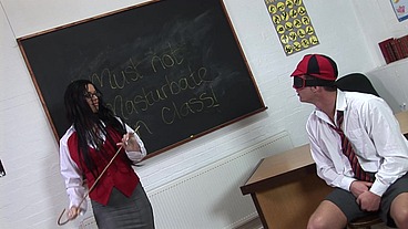 College Professor Kerry Louise Fucks Her Blindfolded Student On Her DeskIn this...