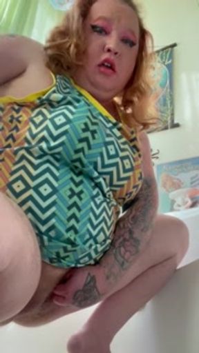 Ginger Whore Caught Masturbating in Stranger’s Bathroom
