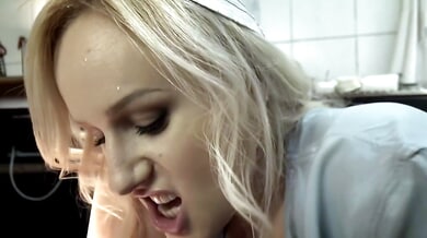 Blonde nurse and masked man subject dark-haired patient to clinical horror in dental dungeon