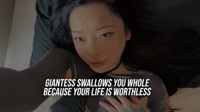 Giantess Swallows You Whole Because Your Life Is Worthless