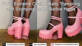 POV: Extreme Cock & Balls Trampling and Stomping under Barbie Heels