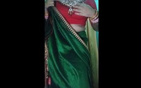 Indian Gay Crossdresser Gaurisissy Wearing the Green Saree XXX and Feeling Sexy.