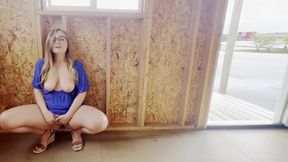 Blonde MILF with Big Tits and Glasses Enjoys Exhibitionist Masturbation and Dirty Talks