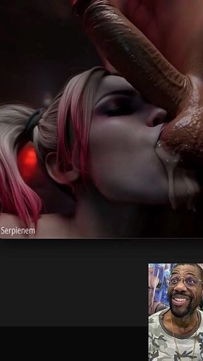 Harley Quinn Sucks on Transgender Balls with Trans Cum Still in Her Mouth