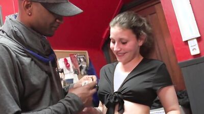 Black man fucks white girl in face and wet cunt from behind