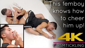 Femboy foot-worships wrestler 4K