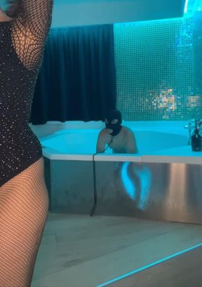 Human ashtray with nopor actress