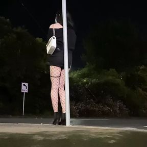 asian sissy trying to act naturally like a cheap street hooker