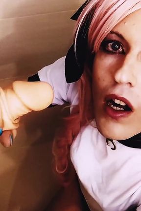 Pink-haired Gym Trans Girl