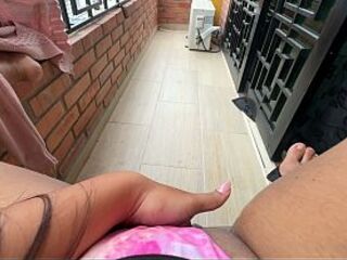 Final night I was walking around on the balcony in my underclothing and I saw my neighbour looking this way, so I decided to masturbate this morning to watch if that guy would come out and be encouraged to come over. I got truly turned on just imagining i