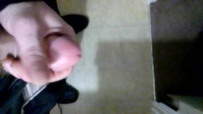 Pulling on a half hard cock