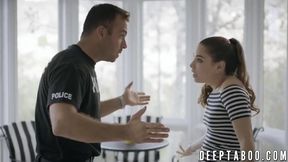Watch as Bobbi Dylan's small tits & tight pussy get drilled by a cop to keep her secret!