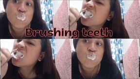 Brushing myself until I'm dripping everywhere