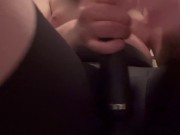 Uncut amateur trans female toy masturbation and pee play