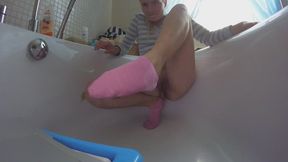 Soaking Pink Socks with My Piss in the Bathtub