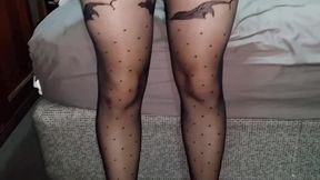 Moaning and Cuming Twice in Black Stayup Stockings