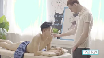 Twink Logan Gets Oiled Up and Fucked Hard by Masseur Michael