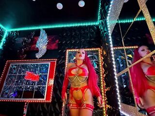 4K Large Boobs Large Butt Redhead Disrobes Down in Dungeon